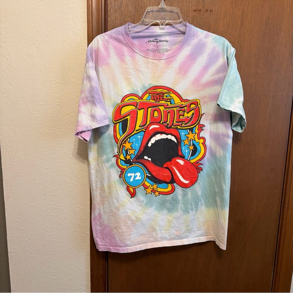 The Rolling Stones Pastel Tie-Dye Women’s T Shirt sz L